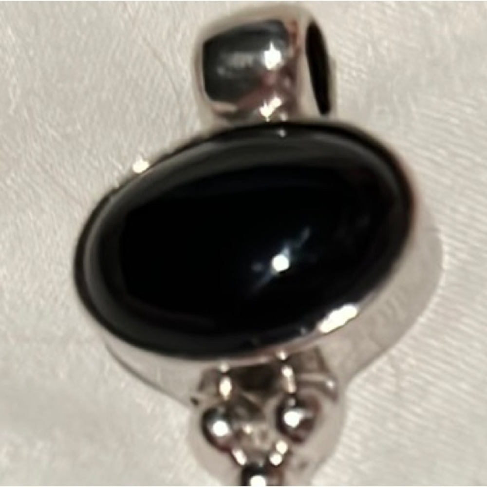 Sleek Black Silver Ring